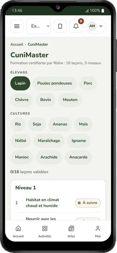 CuniMaster : les leçons par filière